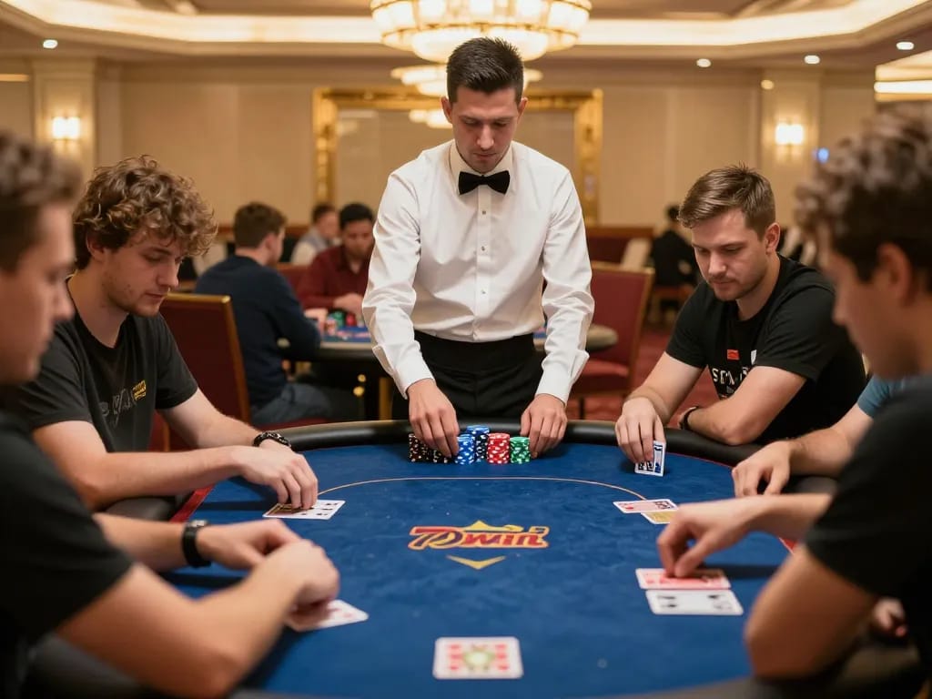 Players engaging in poker at 79win casino, showcasing strategic gameplay and competitive atmosphere.