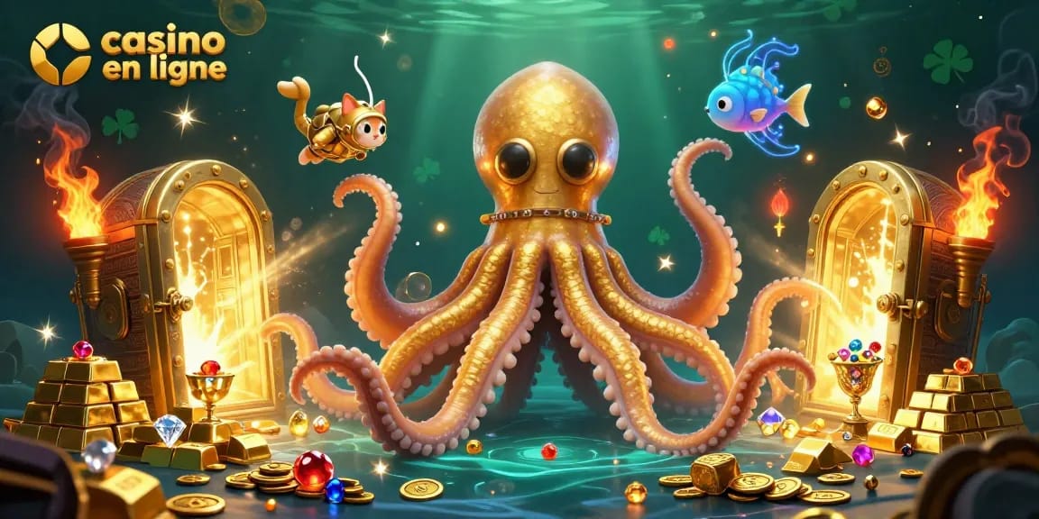 Découvrez des jeux de casino en ligne avec un kraken et un chat plongeur, riches en trésors.