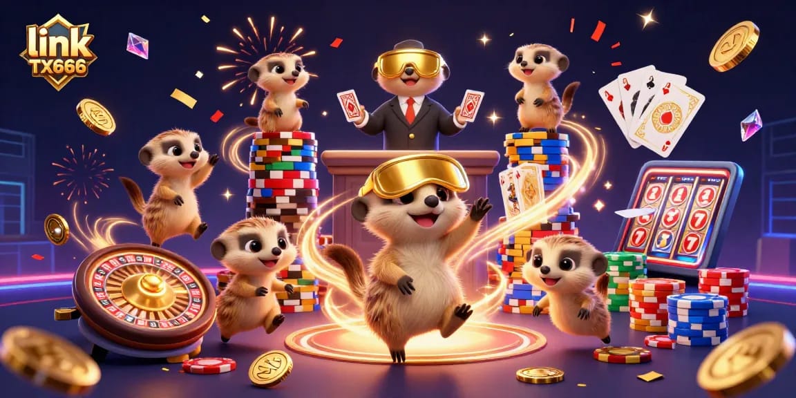 Experience the thrill of link TX666 with meerkats managing a vibrant casino scene.