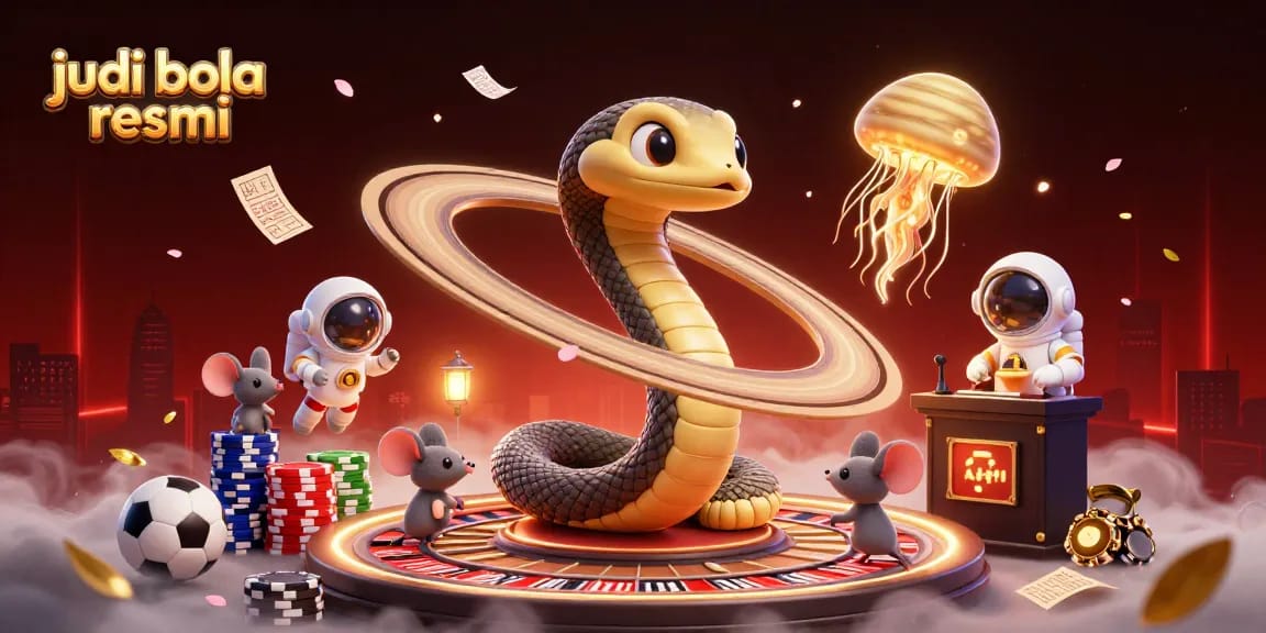 Place strategic bets with judi bola resmi, featuring dynamic gambling visuals and animated characters.