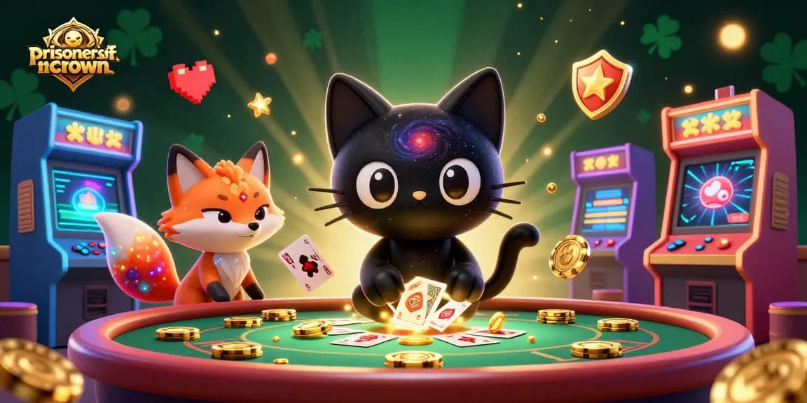 Engage in thrilling games at prisonersofthecrown's cosmic casino, where colorful characters draw in players.