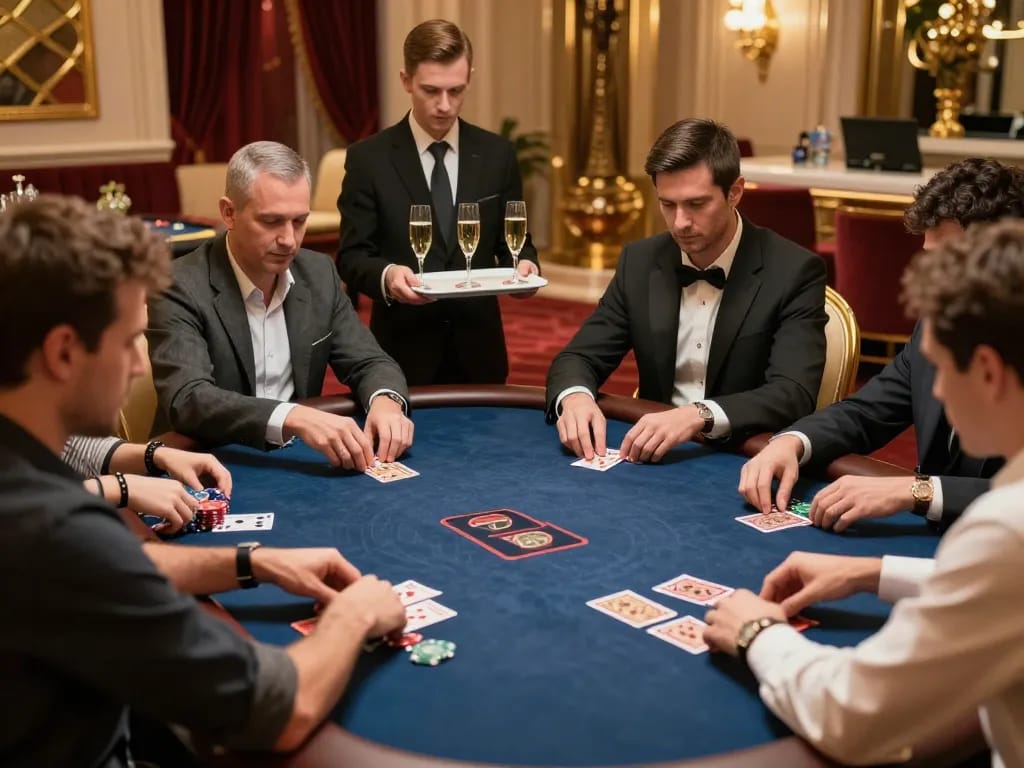 VIP gaming area showcasing strategic gameplay at VIN88 poker table with players immersed in action