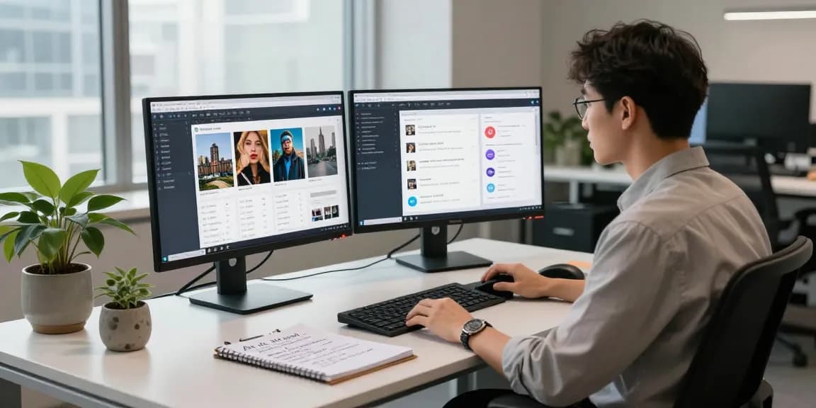 Detect AI image moderation in a professional workspace, showcasing advanced content analysis technology and analytics.
