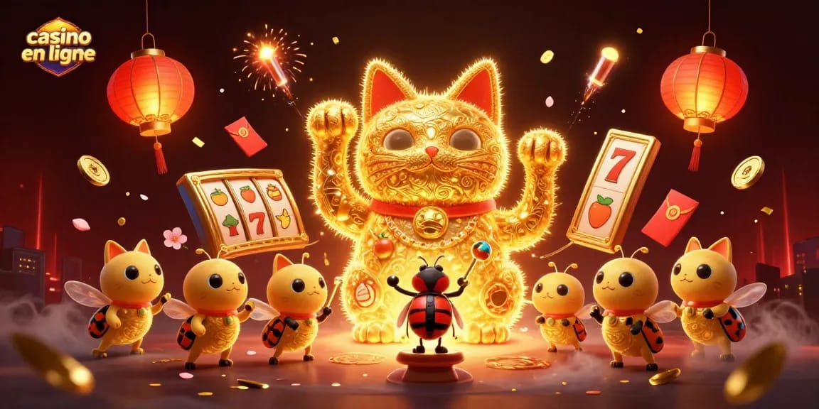 Profitez de l'expérience captivante des jeux de casino en ligne à travers une illustration de feuillage doré et chanceux.