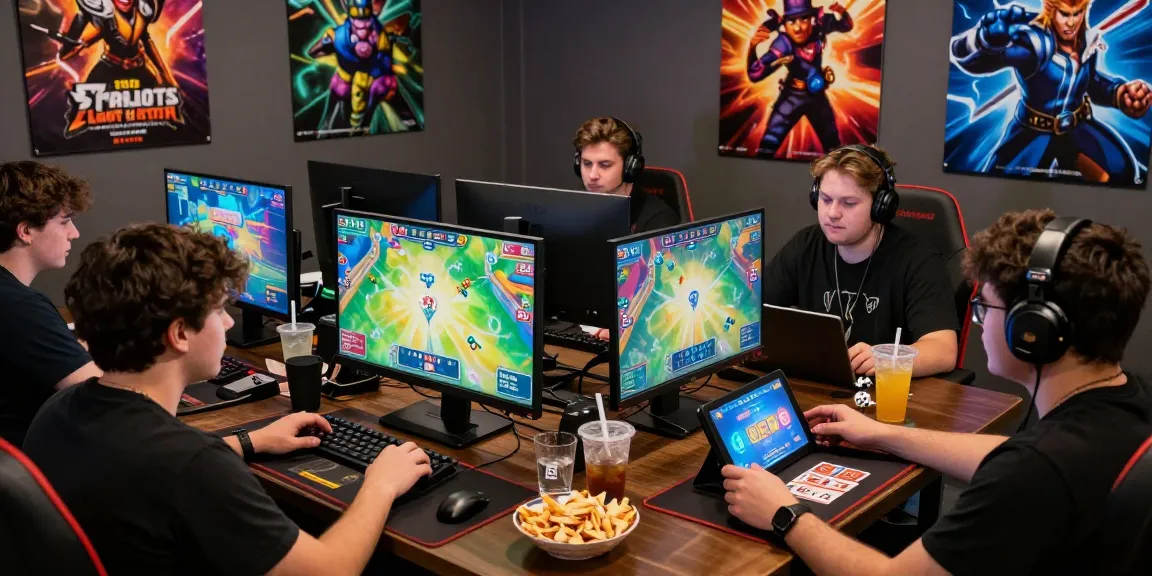 Exciting online gaming scene featuring rikvip players enjoying card games and snacks.
