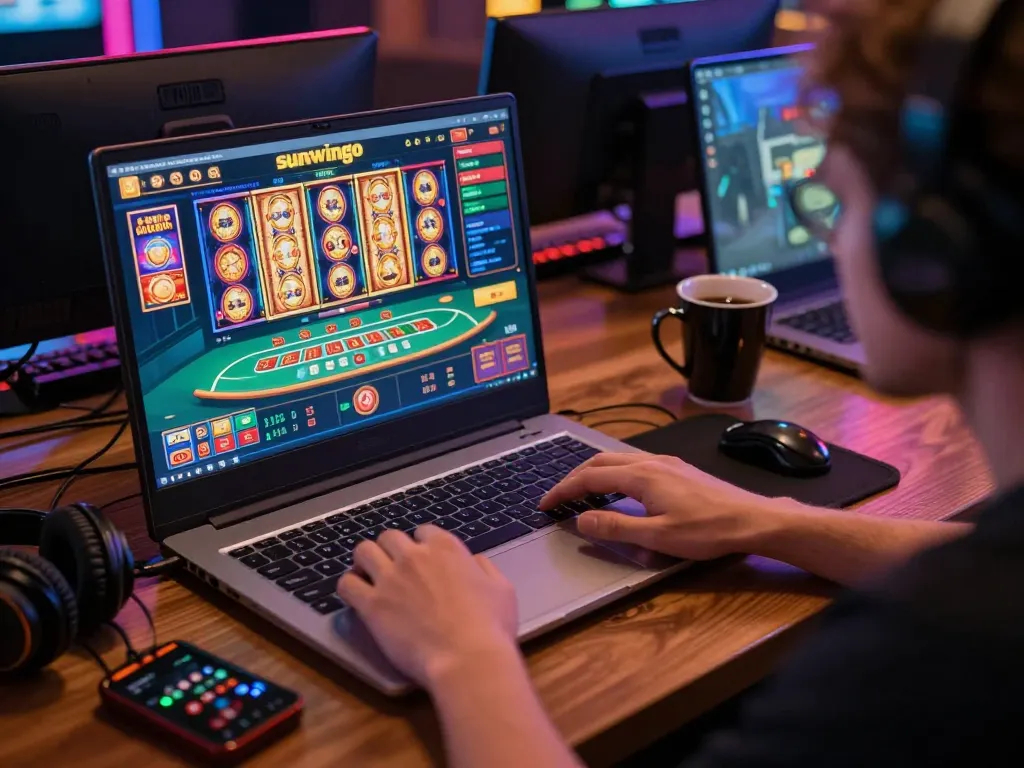 Engaging with the sunwingo online casino platform, showcasing vibrant gameplay and excitement