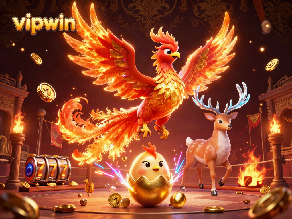 Experience the thrilling world of vipwin with a vibrant phoenix scene showcasing jackpot excitement.