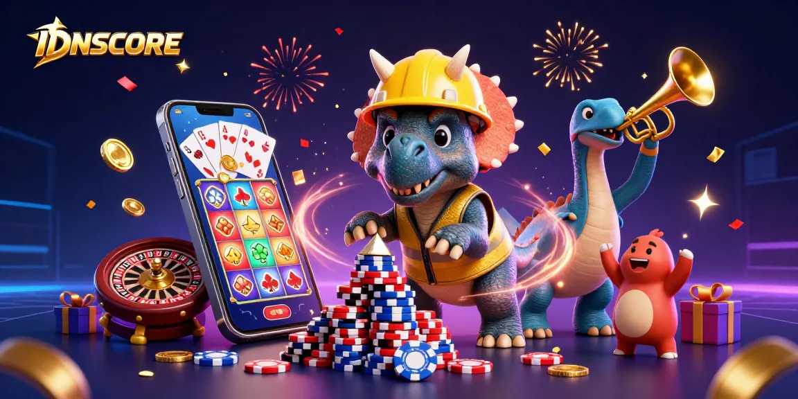 IDNSCORE offers an immersive betting experience with vibrant casino elements and engaging characters.