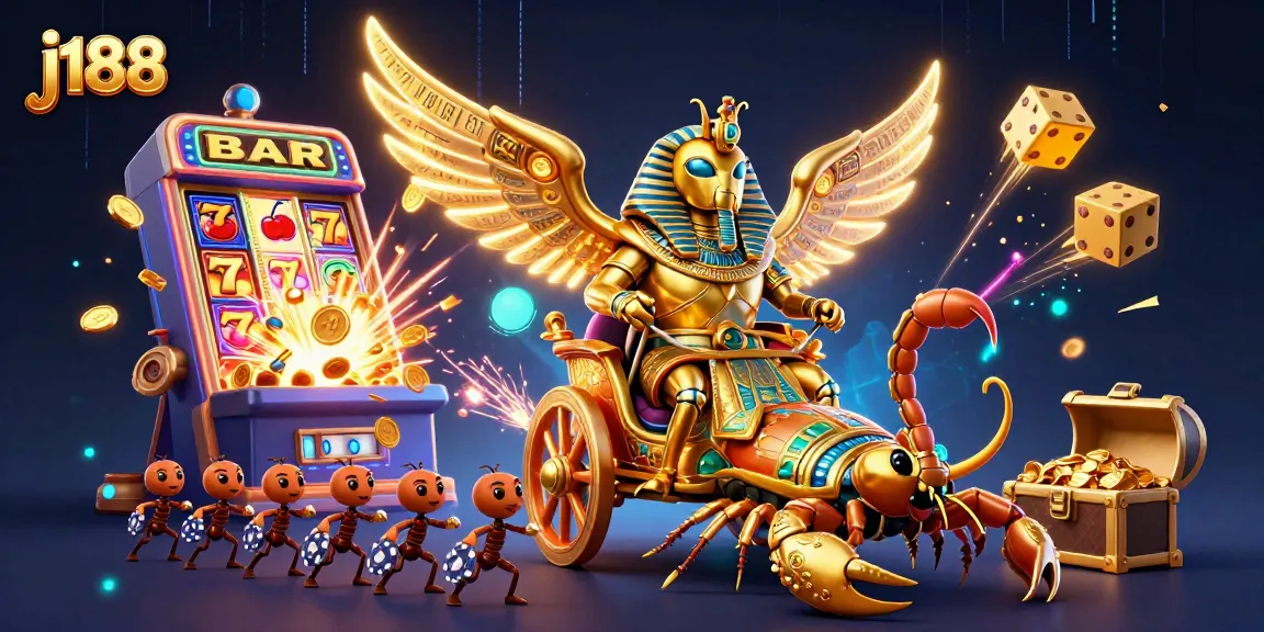Spin the reels of j188's thrilling slot machine amidst a vibrant casino adventure.