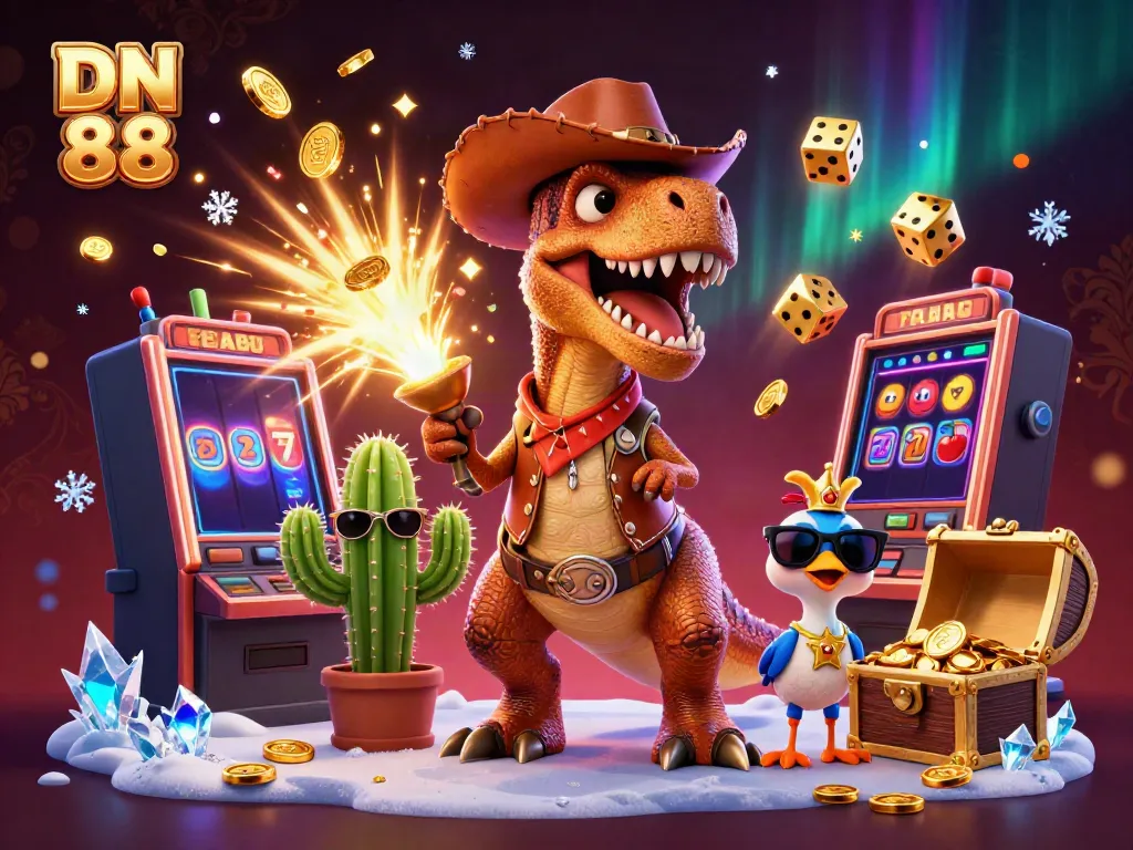 Engage with DN 88's vibrant casino experience featuring whimsical characters and dazzling gaming elements.