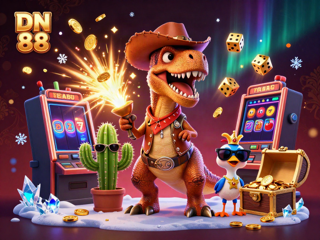 Engage with DN 88's vibrant casino experience featuring whimsical characters and dazzling gaming elements.