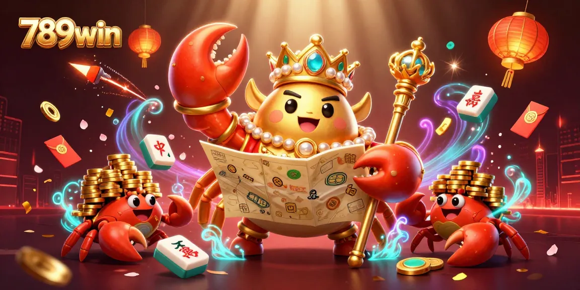 Experience the thrilling underwater world of 789win with a majestic crab emperor surrounded by fortune elements.