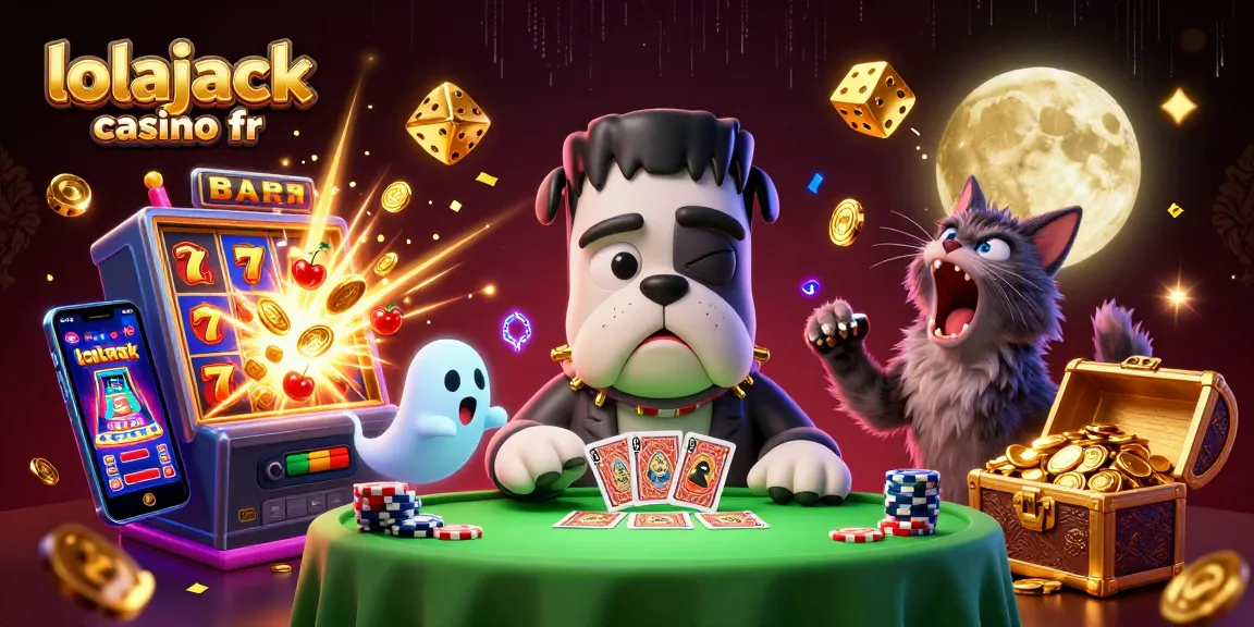 Les joueurs découvrent le lolajack casino fr avec des personnages emblématiques autour d'une table de jeux.