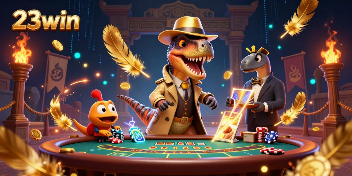 Experience intense gaming action at 23win with a thrilling blackjack scene featuring unique characters.