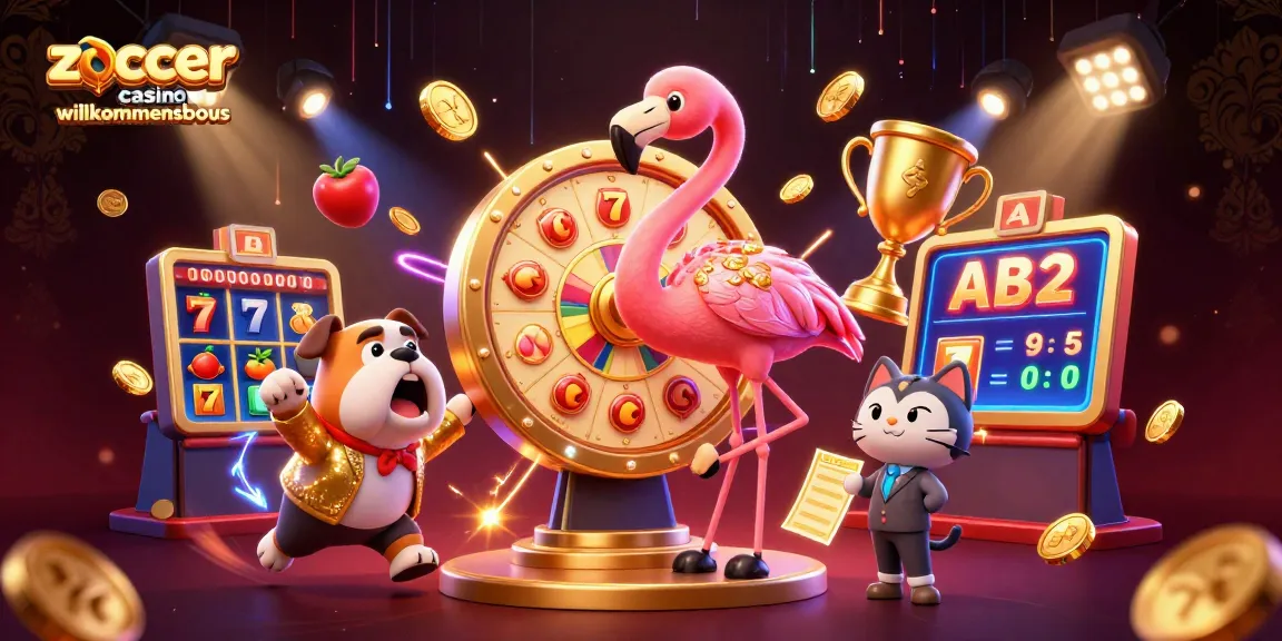 Experience exciting wins with the zoccer casino willkommensbonus in this vibrant casino-themed illustration.
