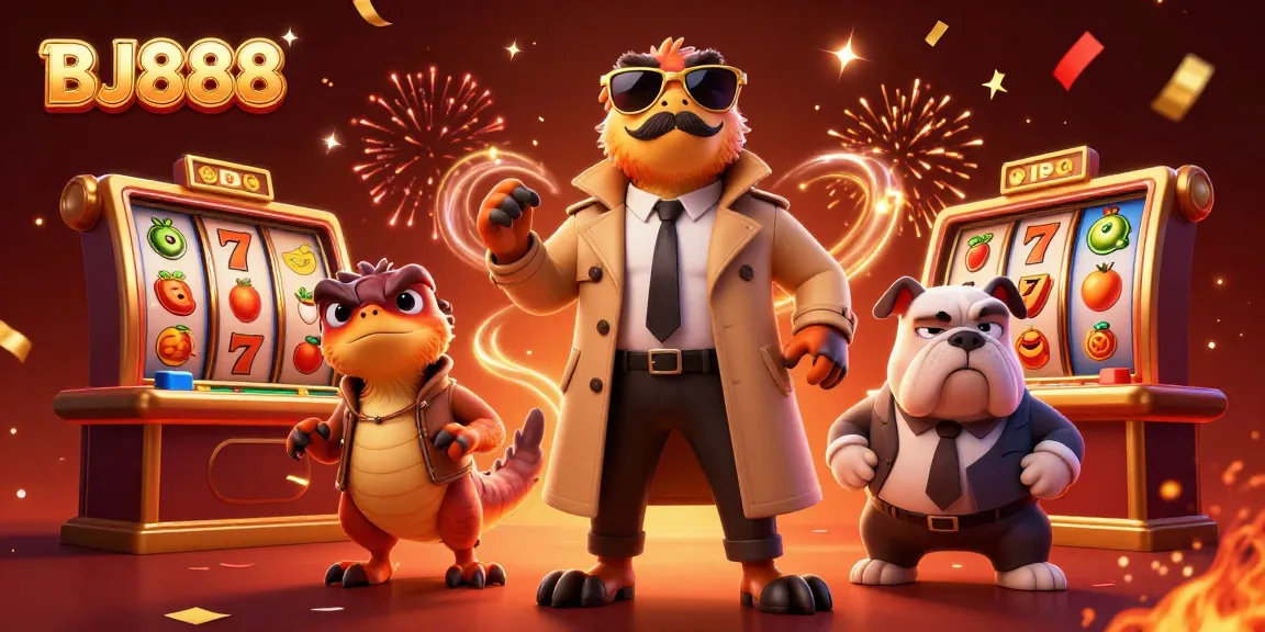 BJ888 raptors in a trench coat humorously attempting VIP entry at a vibrant casino lounge.