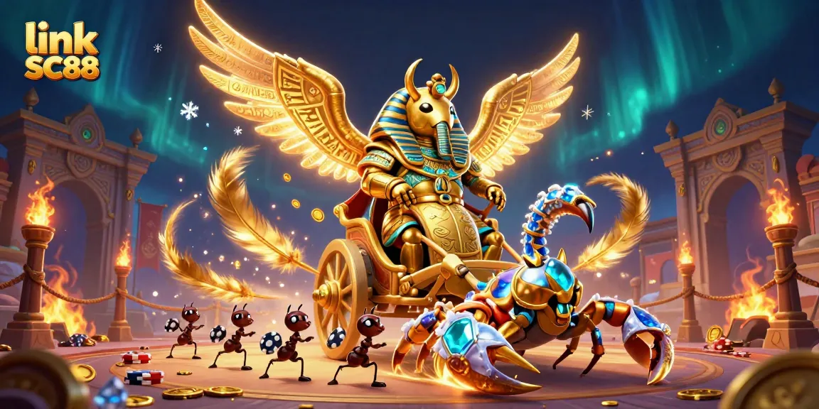 Engage with link SC88 in this vibrant, dynamic casino illustration featuring rich gaming elements.