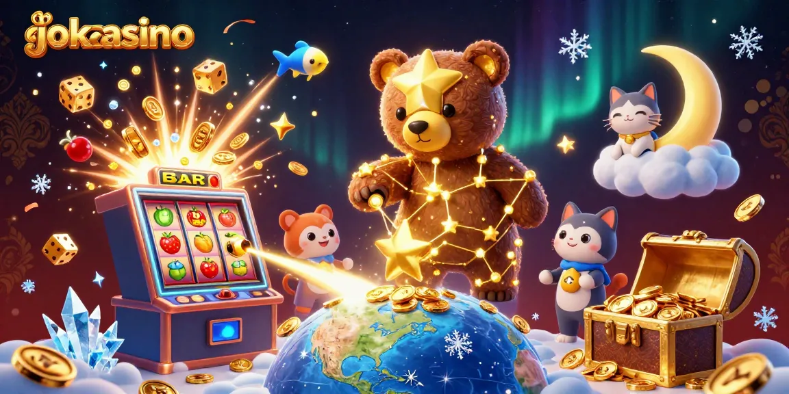 Experience the thrill of winning at jokacasino with colorful slot machines, treasures, and starry friends.