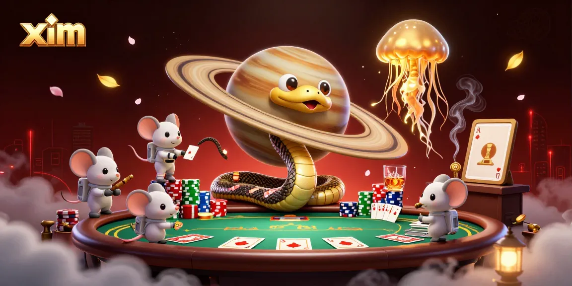 Immerse in a cosmic betting experience with xim at a roulette-themed Saturn and poker elements.