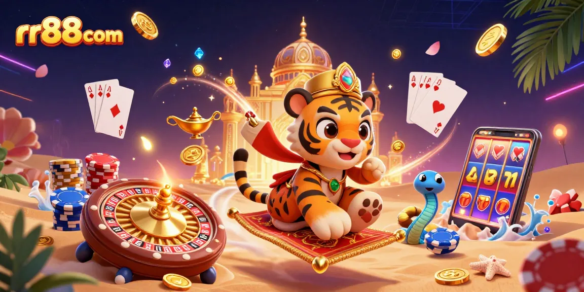 Experience the thrill of rr88com with an Arabian Nights-themed casino scene filled with rich details and vibrant colors.