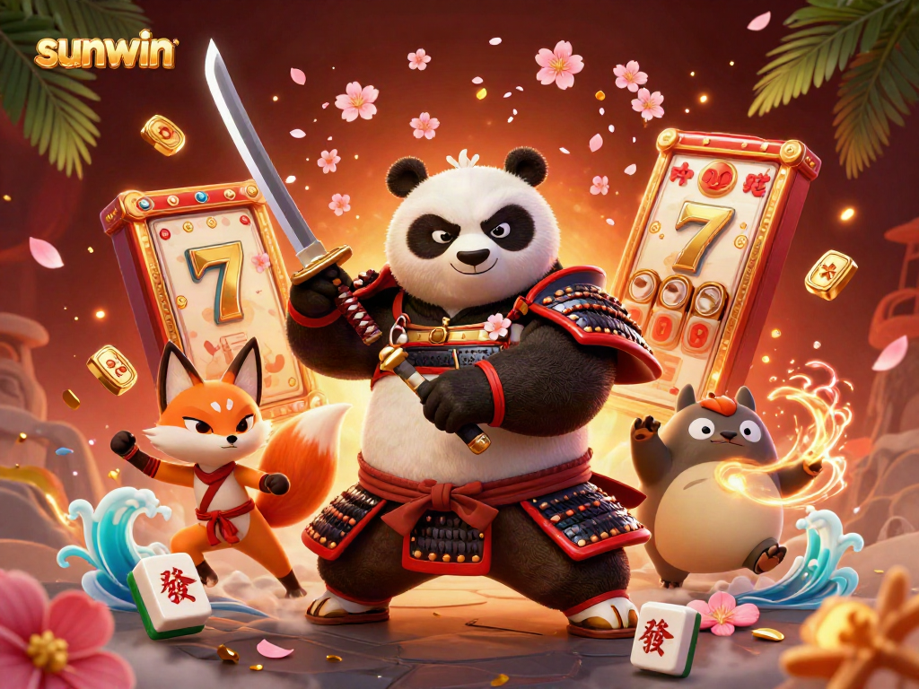 Experience dynamic gaming action at Sunwin with vibrant characters and shimmering jackpot elements.