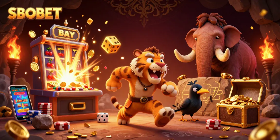 SBOBET promotes thrilling prehistorical casino action with lively characters and dynamic game elements.