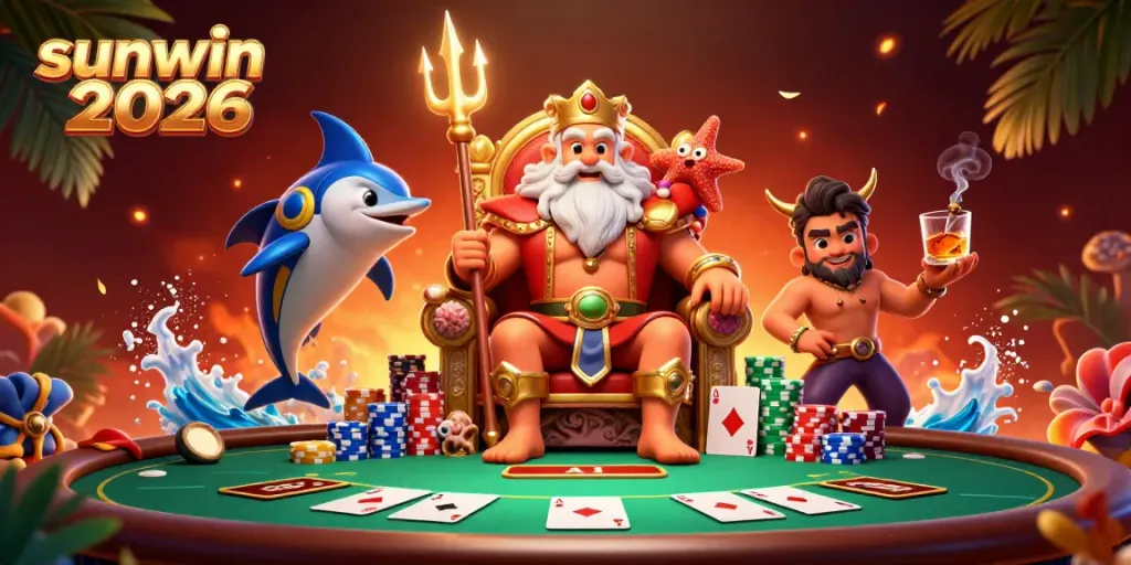 Engage in thrilling gameplay with sunwin 2026, featuring Neptune, poker chips, and a vibrant casino atmosphere
