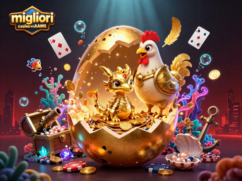 Visualizza i migliori casino non AAMS con un drago d'oro e fiches da poker in un'illustrazione 3D vivace.