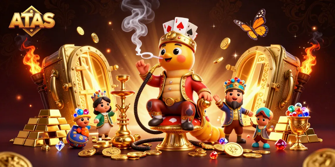 Experience entertainment at ATAS with a vibrant cartoon scene of gaming riches and excitement.