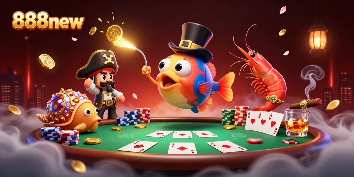 Engage in exciting gameplay at 888new with a visually stunning poker scene featuring unique characters.