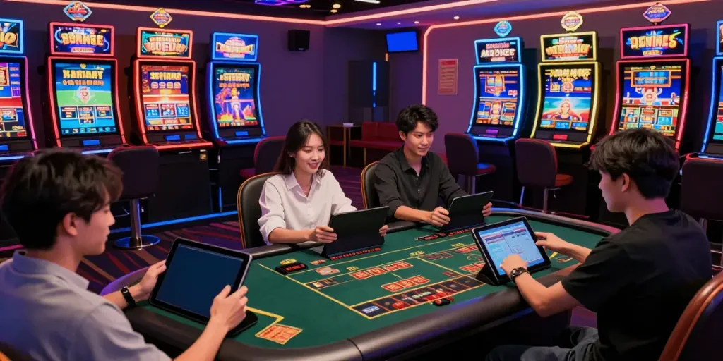 Exciting gaming scene at https://man88pro.com/ with players engaged in live casino and sports betting.