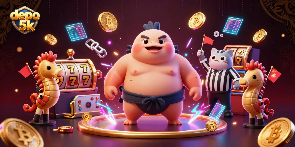 Spin slot reels at depo 5k with animated fugu and lucky charms for exciting wins!
