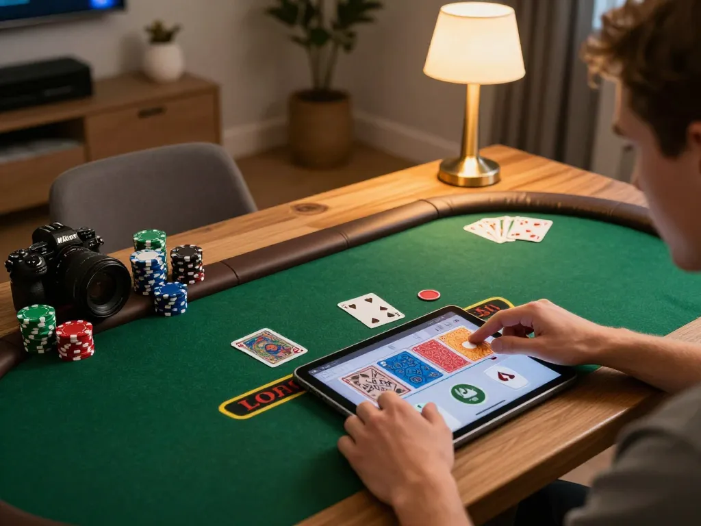 Engaging in a live dealer blackjack game on a stylish tablet for 78WIN gaming experience