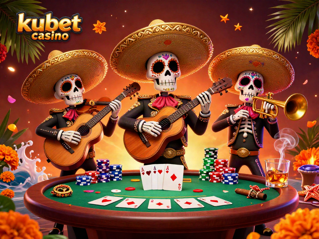 Experience thrilling gameplay at kubet casino with a lively mariachis scene and poker action.
