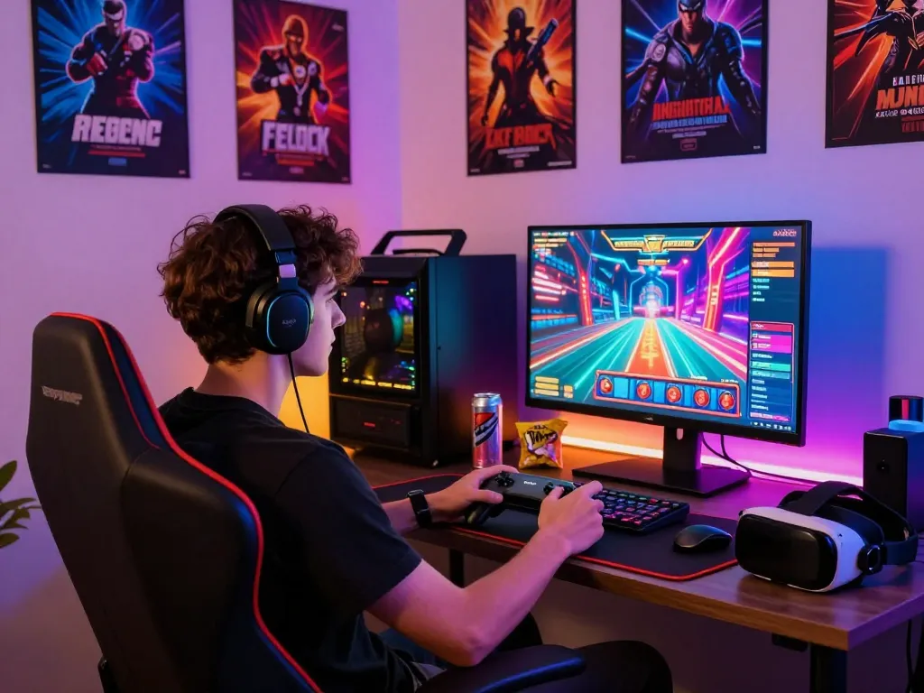 Engaging online gaming setup showcasing MM88 casino interface with vibrant graphics and enthusiastic player.