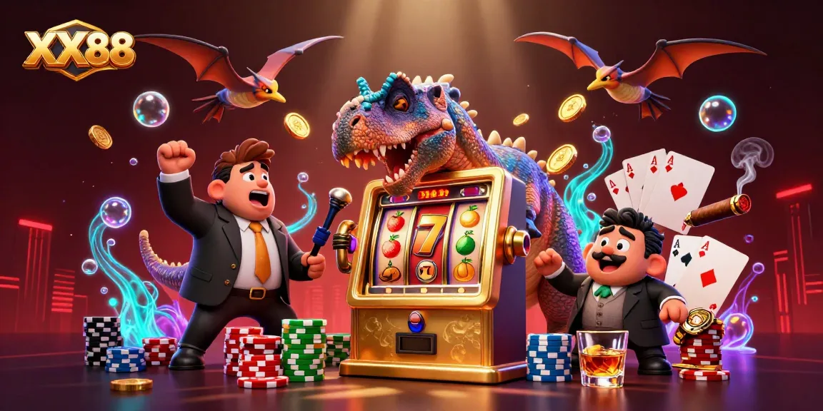 Experience thrilling moments at XX 88 as a pachycephalosaurus wins a jackpot with golden coins.
