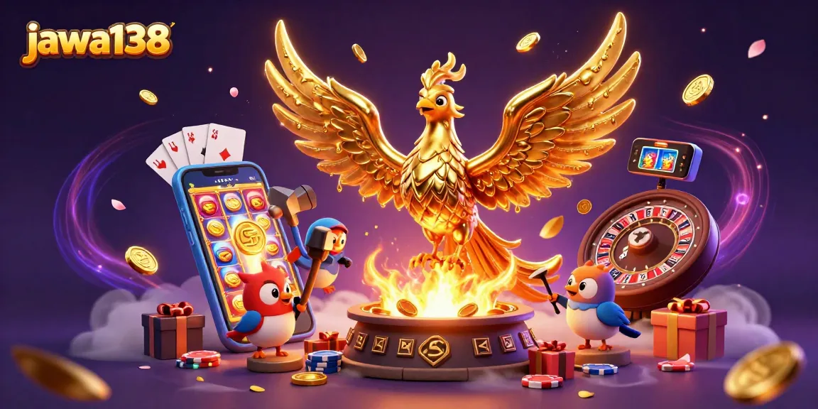 jawa138 menawarkan ilustrasi kasino yang mengesankan dengan phoenix emas dan permainan kartu yang menarik.
