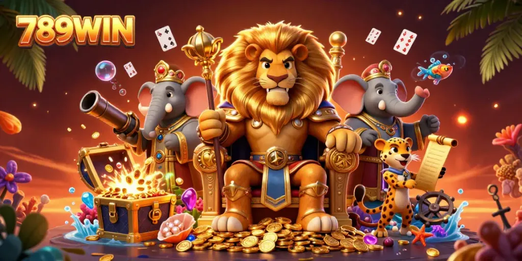 Experience winning excitement at 789WIN with vibrant 3D casino scenes filled with treasures.