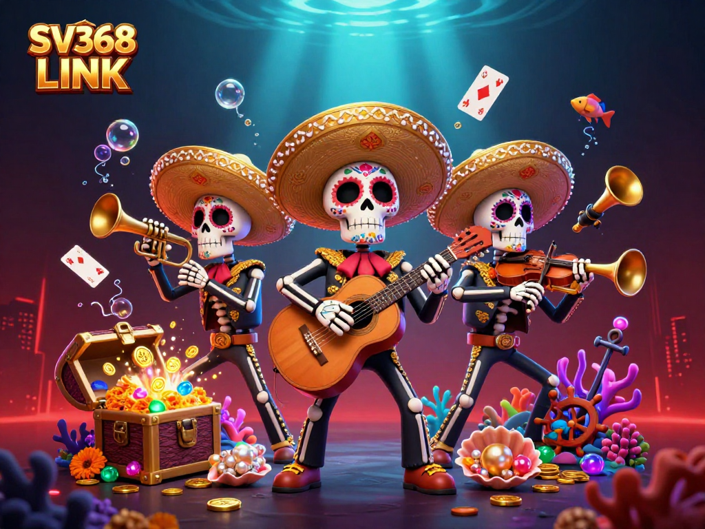 Experience excitement with SV368 LINK as you enjoy a vibrant casino scene featuring a mariachi band.