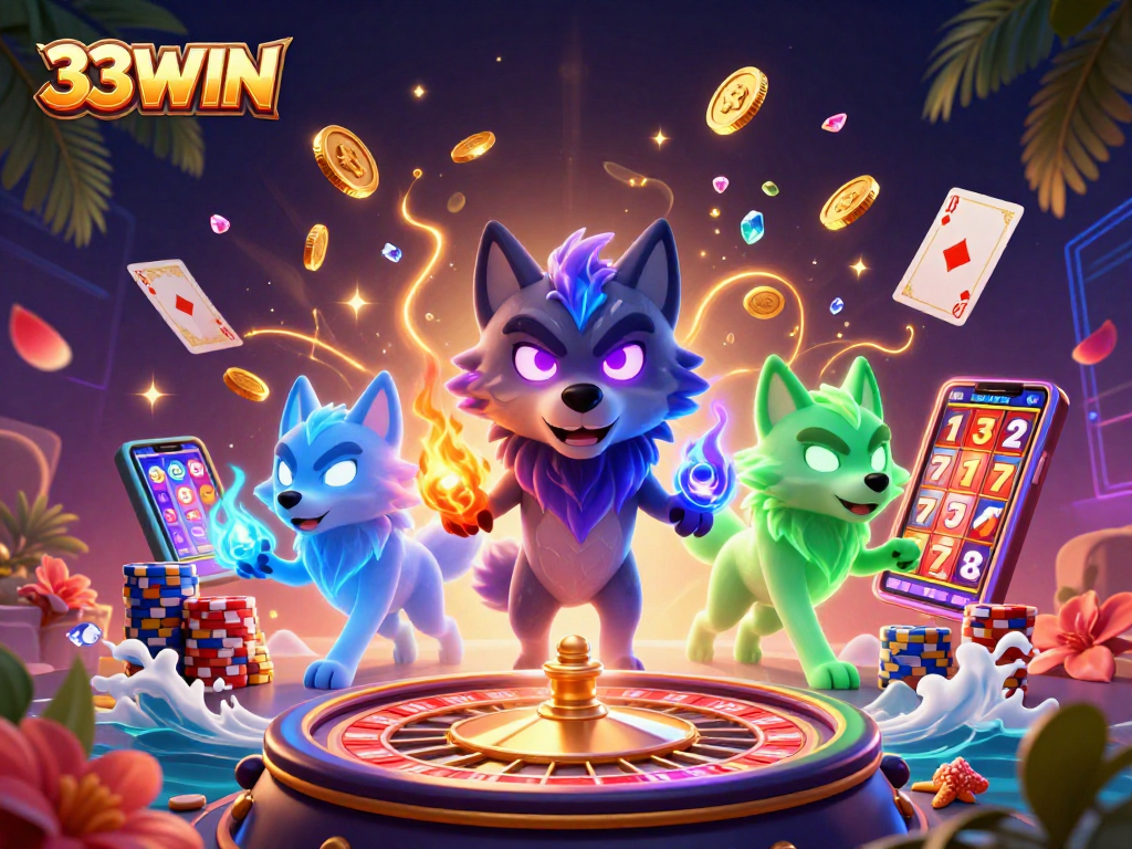 Experience thrilling gameplay at 33WIN, featuring an intricate 3D casino scene with captivating visuals.