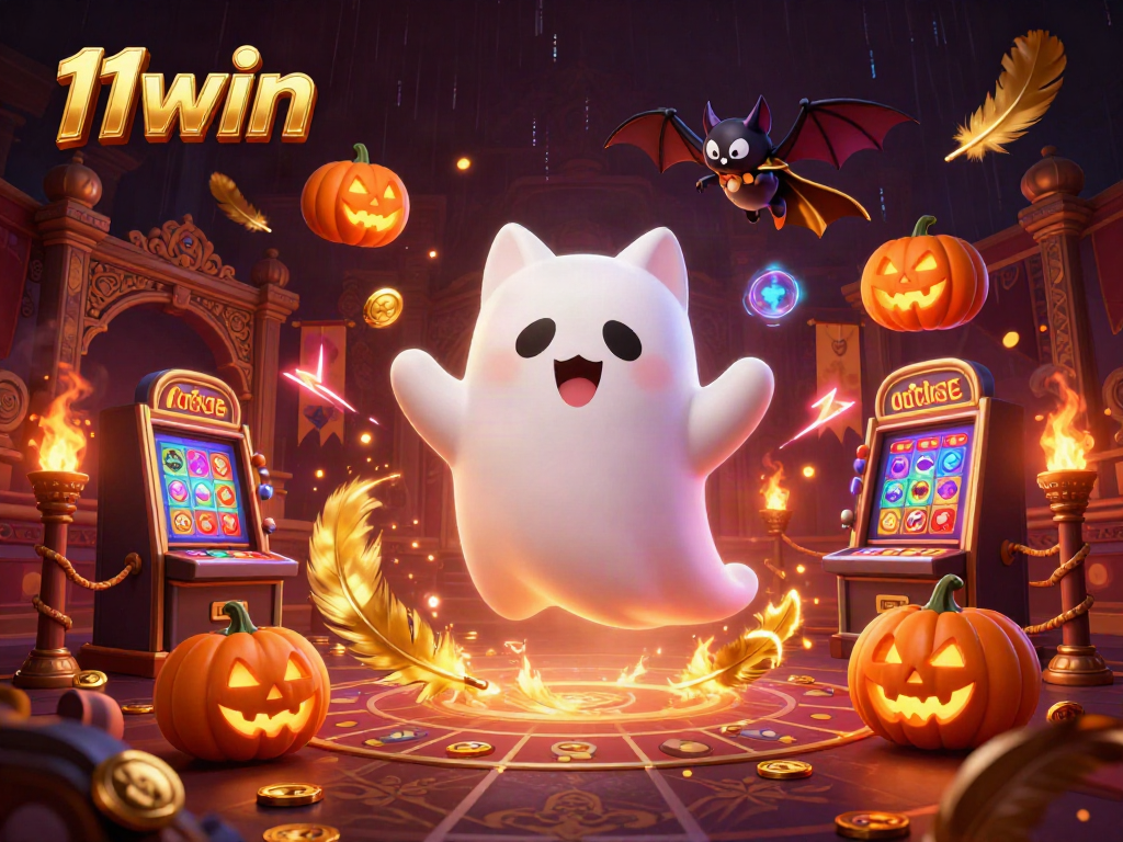 Experience thrilling gameplay in 11win's haunted casino with ghostly adventures and glowing jack-o-lanterns.