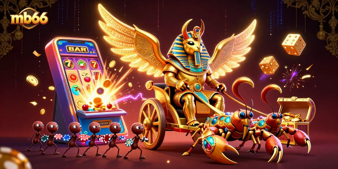 Engage with mb66's thrilling online casino experience featuring a golden scarab beetle and dazzling jackpot.