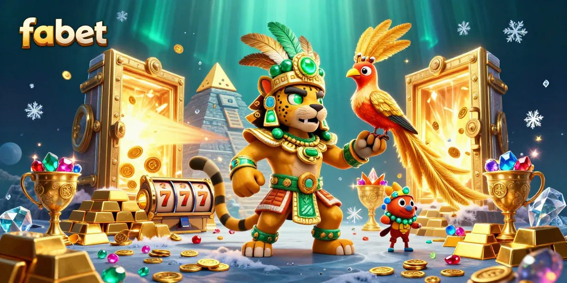 Spin to win with fabet's vibrant Mayan-themed treasure-filled casino illustration!