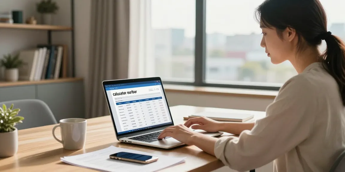 Young professional using calculador euribor to manage mortgage options in a modern home office