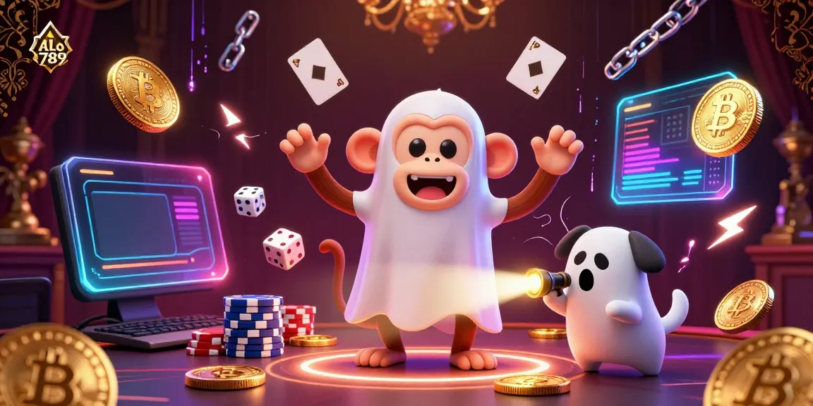 Experience ALo 789's exciting casino atmosphere with a mischievous poltergeist monkey juggling golden items.