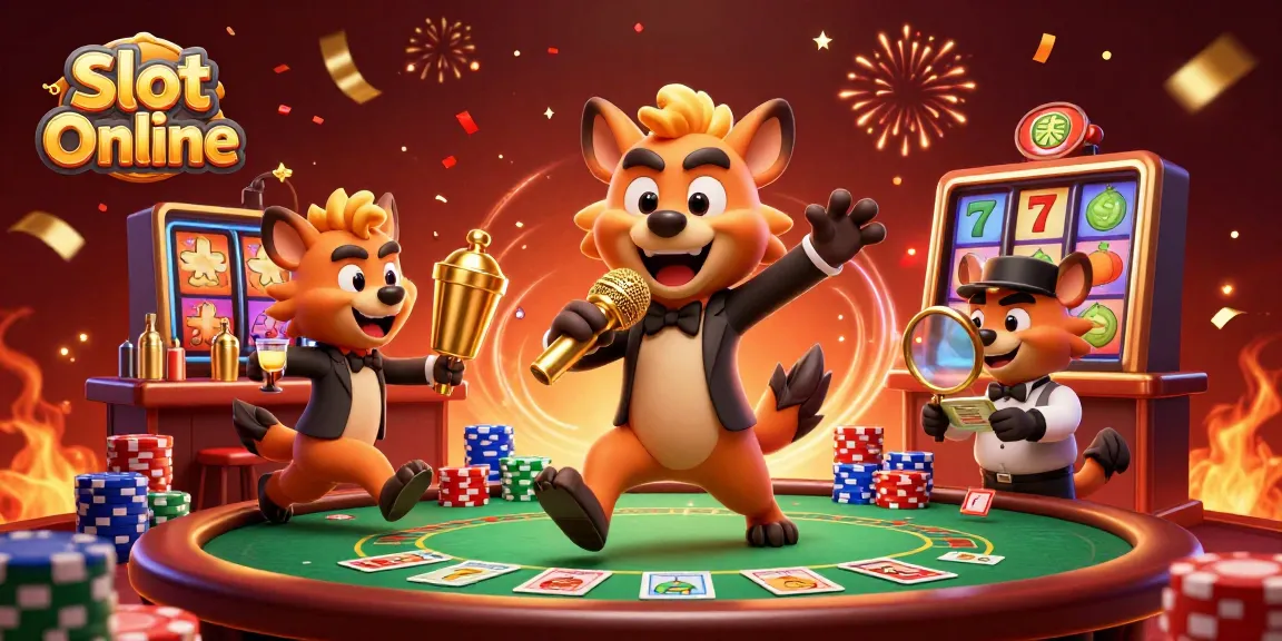 Experience thrilling Slot Online action with animated hyenas in a vibrant casino scene.