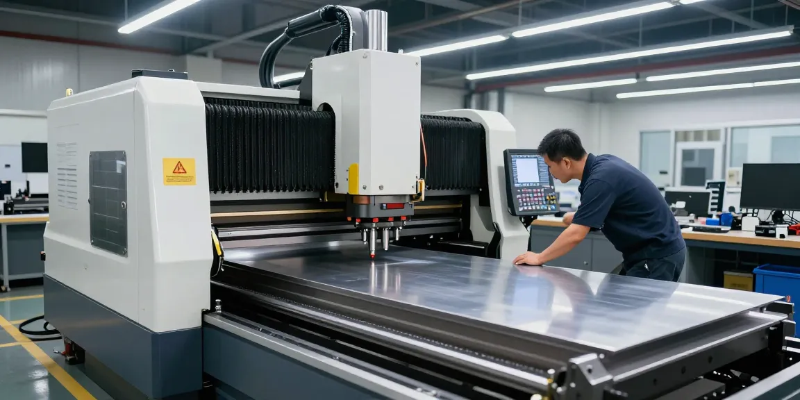 cnc press brake machine in a modern industrial setting featuring advanced automation technology, improving efficiency and precision in manufacturing.