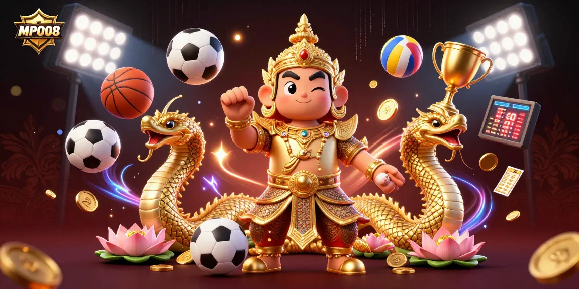 MPO08 offers a vibrant 3D scene featuring a guardian character and Naga serpents, celebrating interactive online gambling.