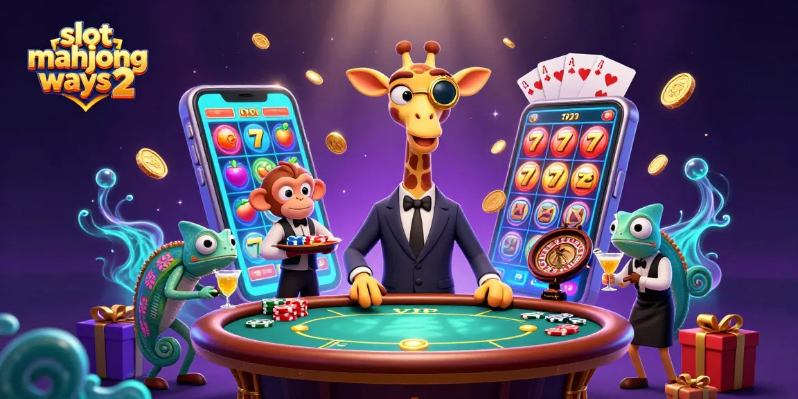 Experience the excitement of slot mahjong ways 2 with a vibrant gambling scene featuring a high-roller giraffe.