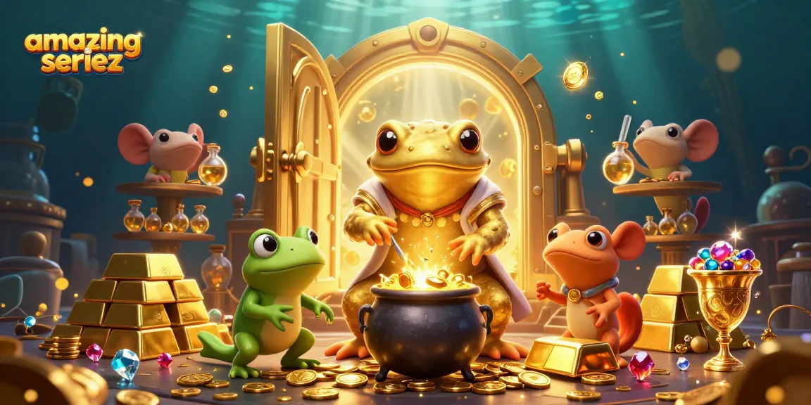 Spin to win with amazingseriez in a vibrant golden casino adventure full of treasure.